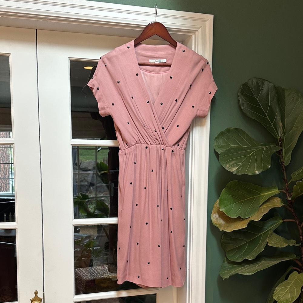Boden Pink Dress with Velvet dots